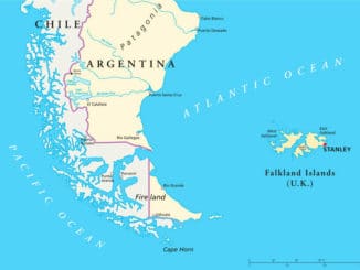 Karte Südamerika und Falklandinseln